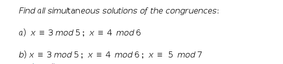 Solved Find All Simultaneous Solutions Of The Congruences 5226