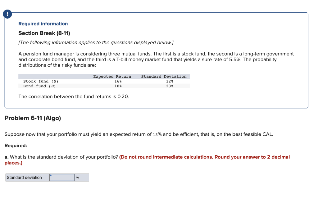 Solved Required Information Section Break (8-11) [The | Chegg.com