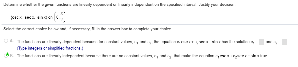 Solved Determine Whether The Given Functions Are Linearly 