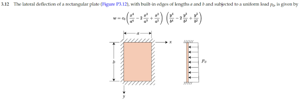 3.12 The lateral deflection of a rectangular plate | Chegg.com