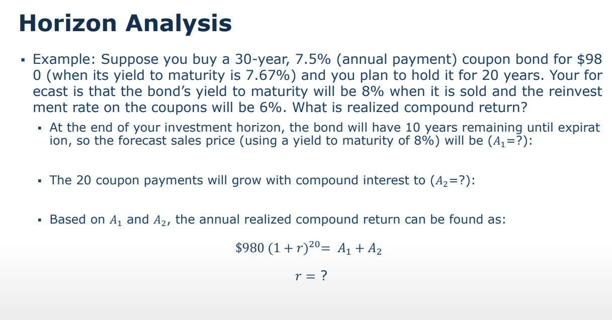 Solved Horizon Analysis • Example Suppose You Buy A 5257