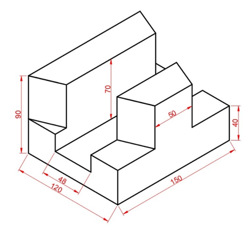 Solved i want the top and front view for this figure using | Chegg.com