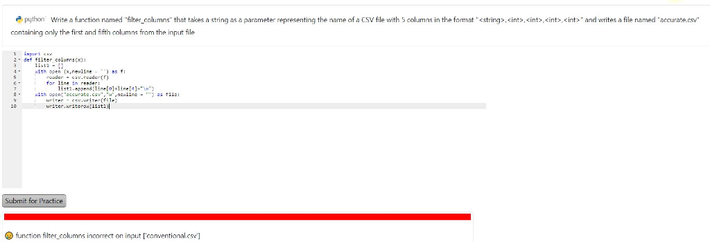 Solved How would you write a column of one csv file to | Chegg.com
