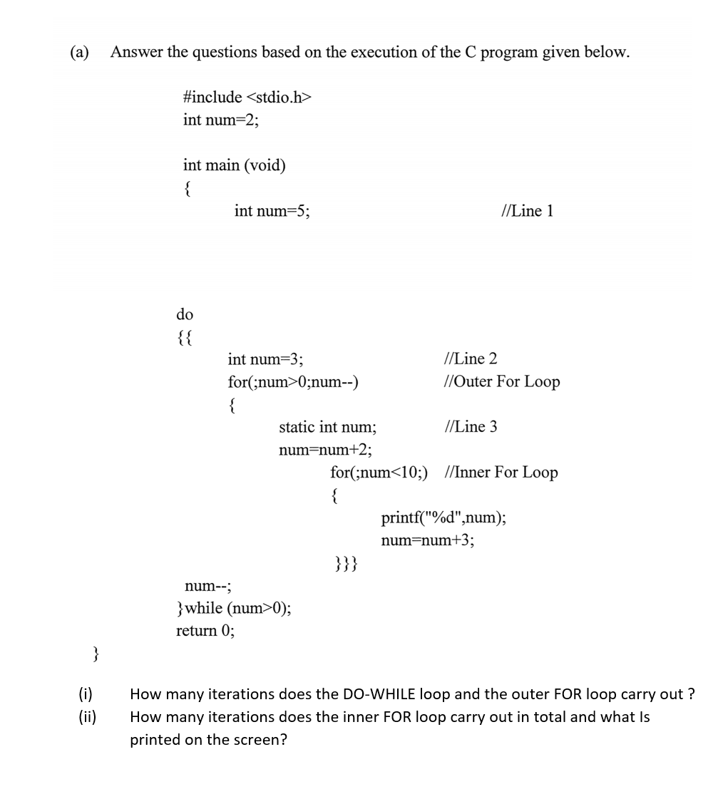 Solved (a) Answer the questions based on the execution of | Chegg.com