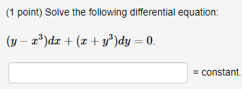 Solved (1 point) Solve the following differential equation | Chegg.com