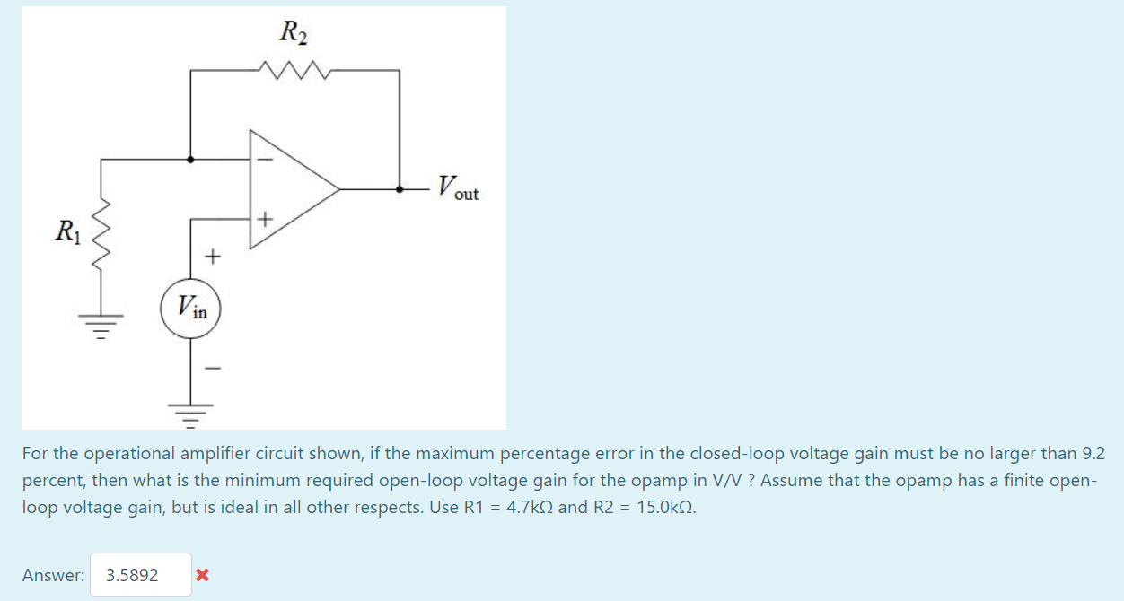 Solved R2 VO out + R1 + For the operational amplifier | Chegg.com