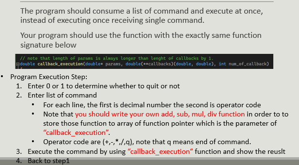 Solved The program should consume a list of command and | Chegg.com