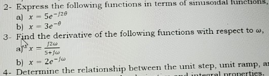 Solved 2- Express the following functions in terms of | Chegg.com