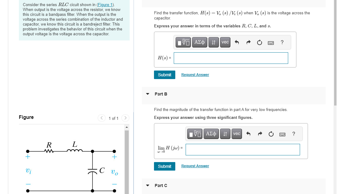 Solved Consider The Series RLC Cicuit Shown In (Figure 1). | Chegg.com