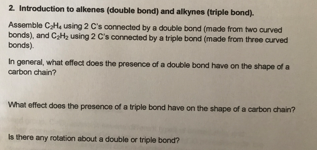 Solved 2. Introduction to alkenes double bond and alkynes