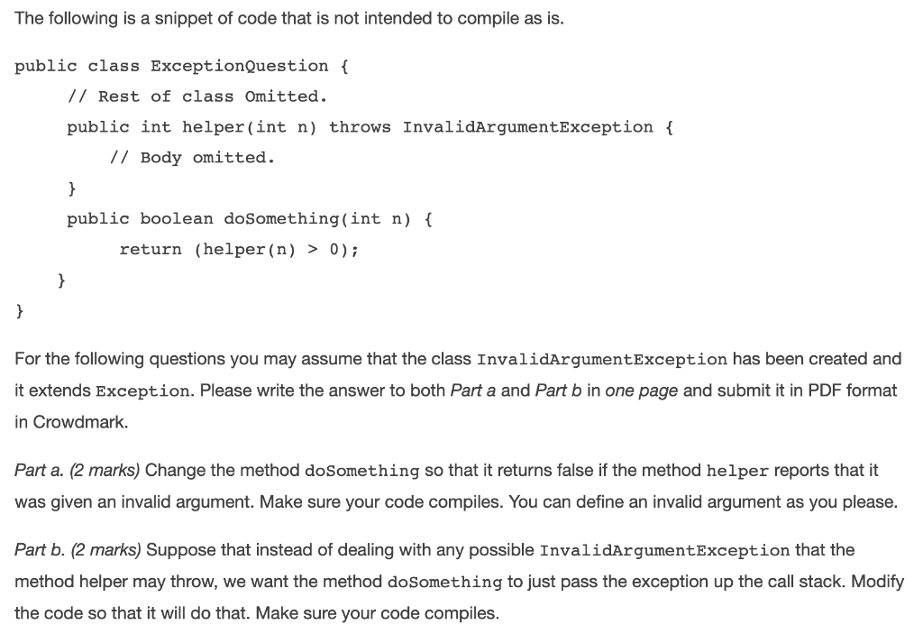 Solved The following is a snippet of code that is not | Chegg.com