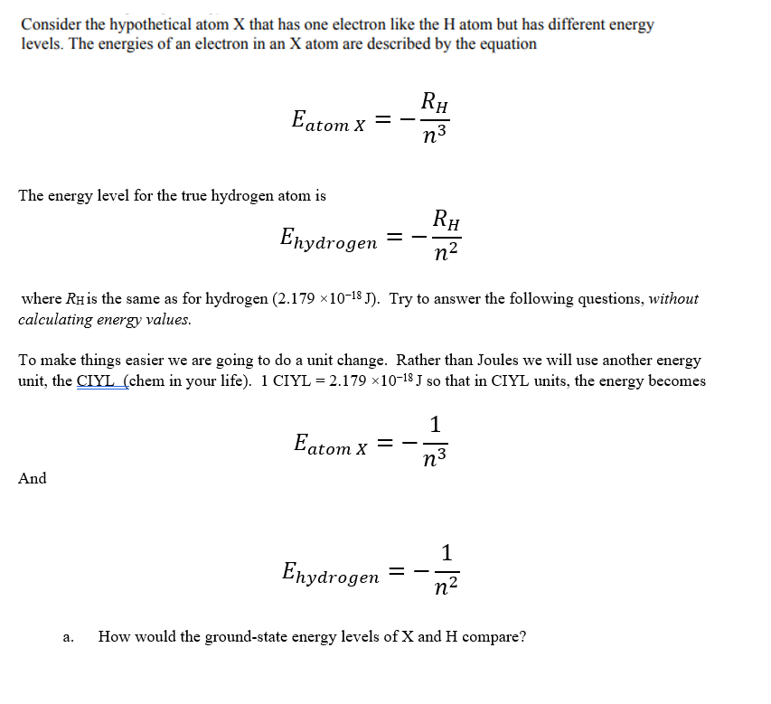 Solved Consider the hypothetical atom X that has one | Chegg.com