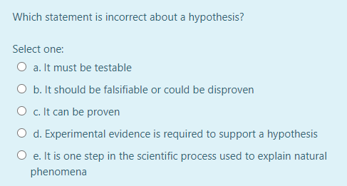 what statement about a hypothesis is incorrect