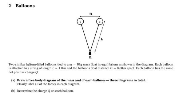 Solved 2 Balloons Two Similar Helium-filled Balloons Tied To | Chegg.com