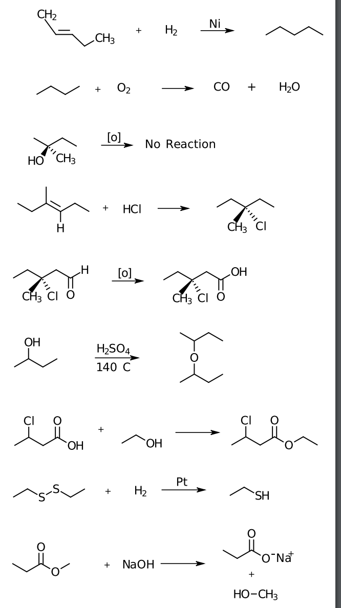 Solved Ch2 Ni H2 Ch3 + Co + H2o [o] No Reaction Hochz + Hci 