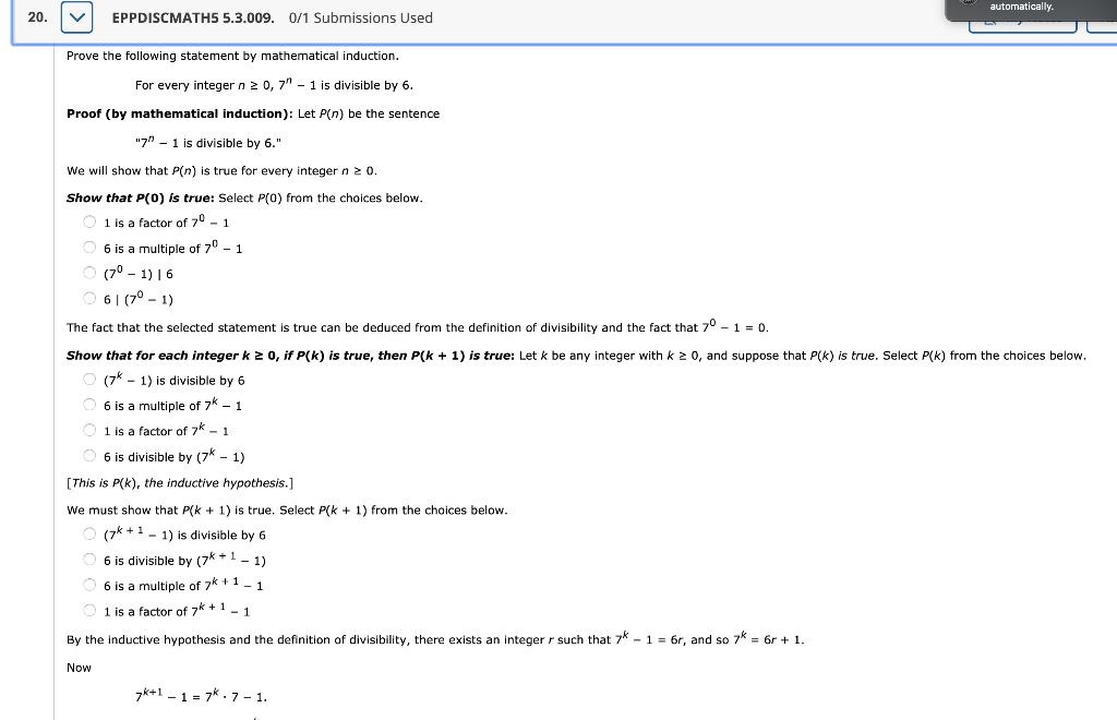 Solved automatically. V EPPDISCMATH5 5.3.009. 0/1 | Chegg.com
