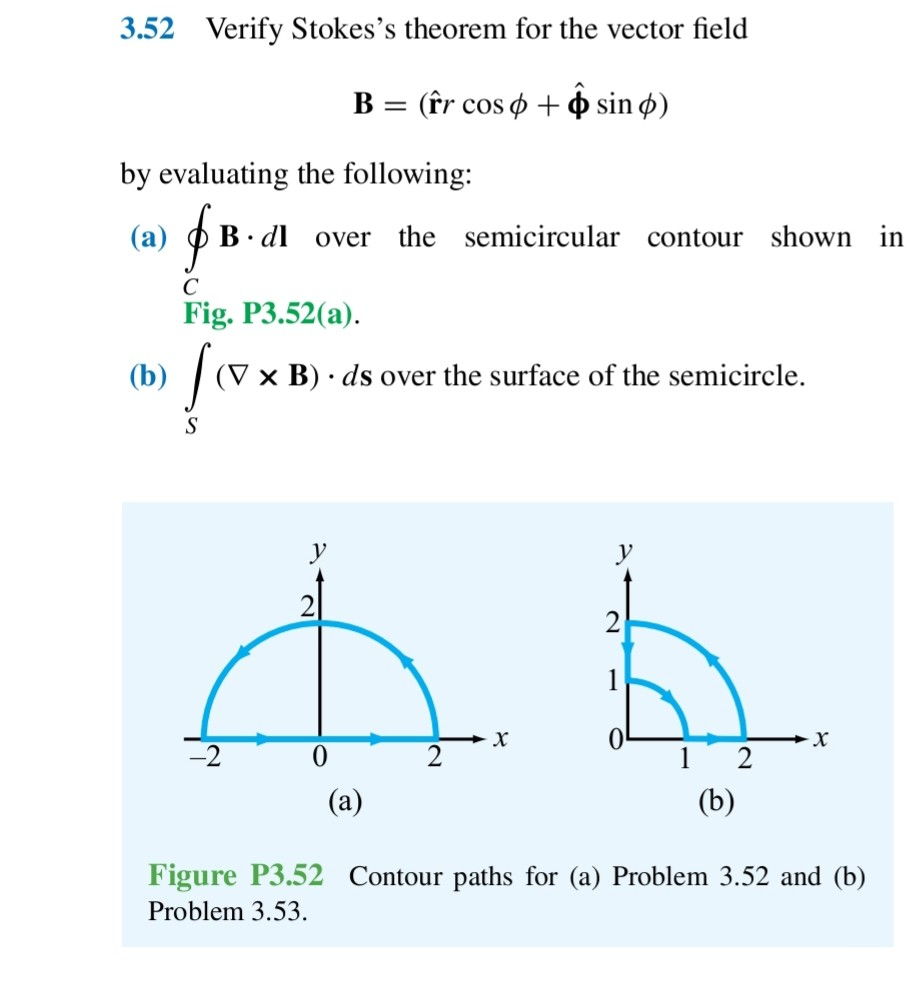 Solved 3.52 Verify Stokes's Theorem For The Vector Field (fr | Chegg.com