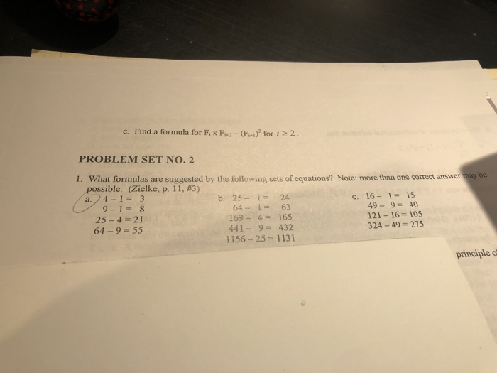 Solved c. Find a formula for F, F.2 - (F) for i 22. PROBLEM | Chegg.com