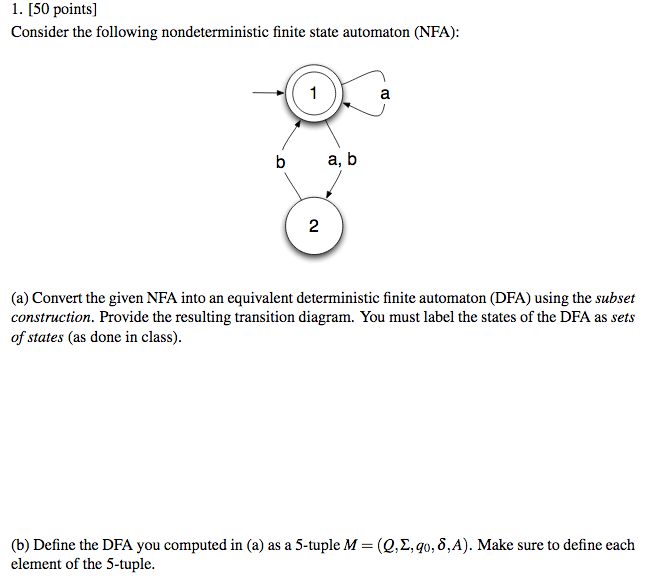 (Solved) : 1 50 Points Consider Following Nondeterministic Finite State ...