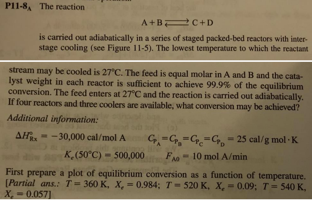 Solved P11-8A The reaction A+B=C+D is carried out | Chegg.com