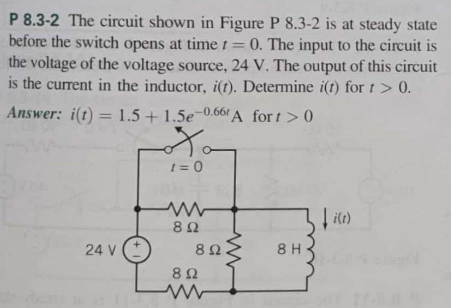 Solved P 8.3-2 ﻿The Circuit Shown In Figure P 8.3-2 ﻿is At | Chegg.com