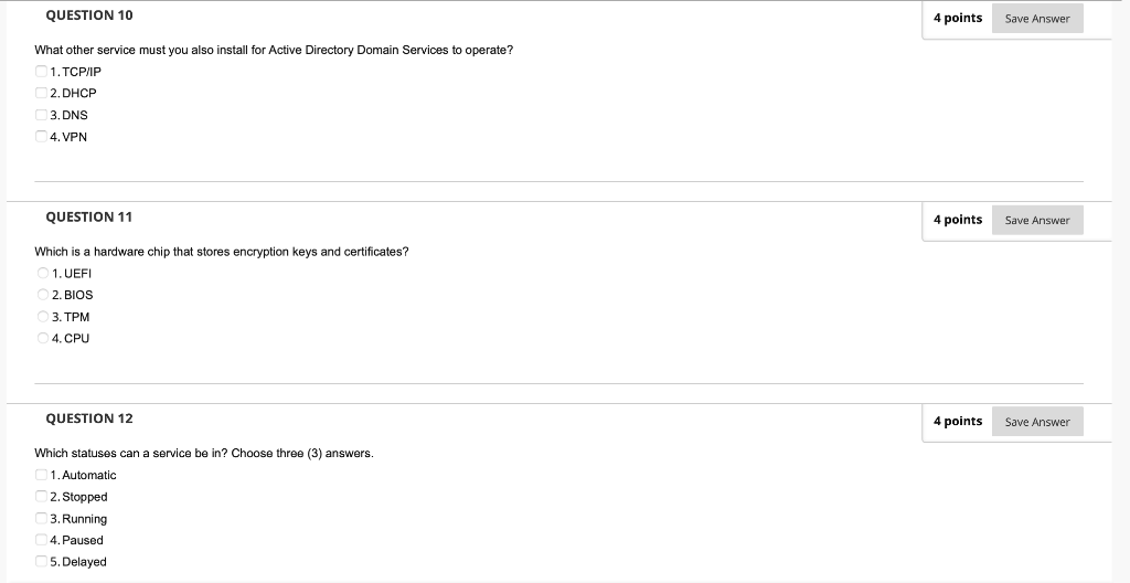 Solved QUESTION 10 4 points Save Answer What other service | Chegg.com
