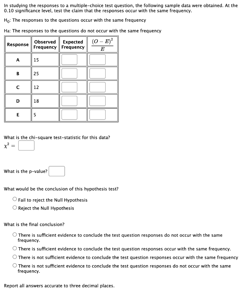 Solved In studying the responses to a multiple-choice test | Chegg.com