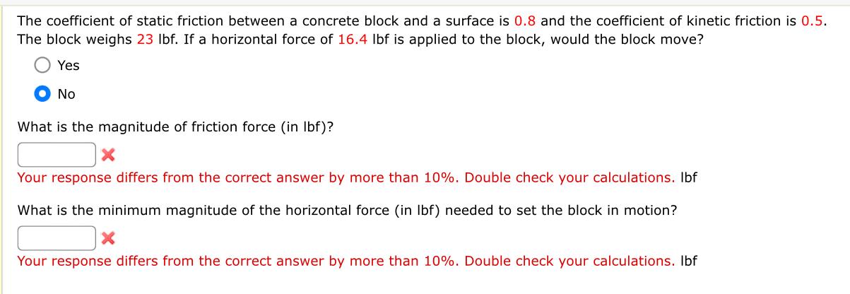Solved The coefficient of static friction between a concrete | Chegg.com