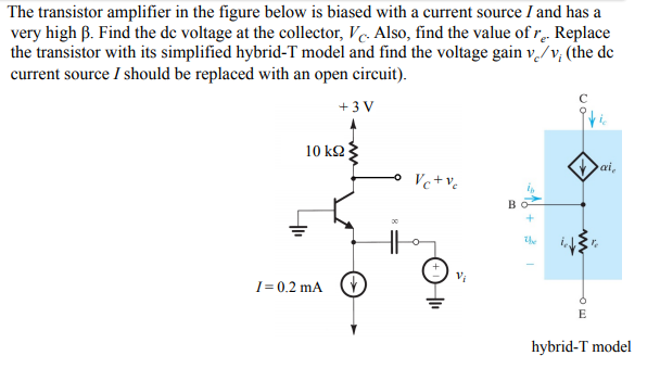 Solved The transistor amplifier in the figure below is | Chegg.com