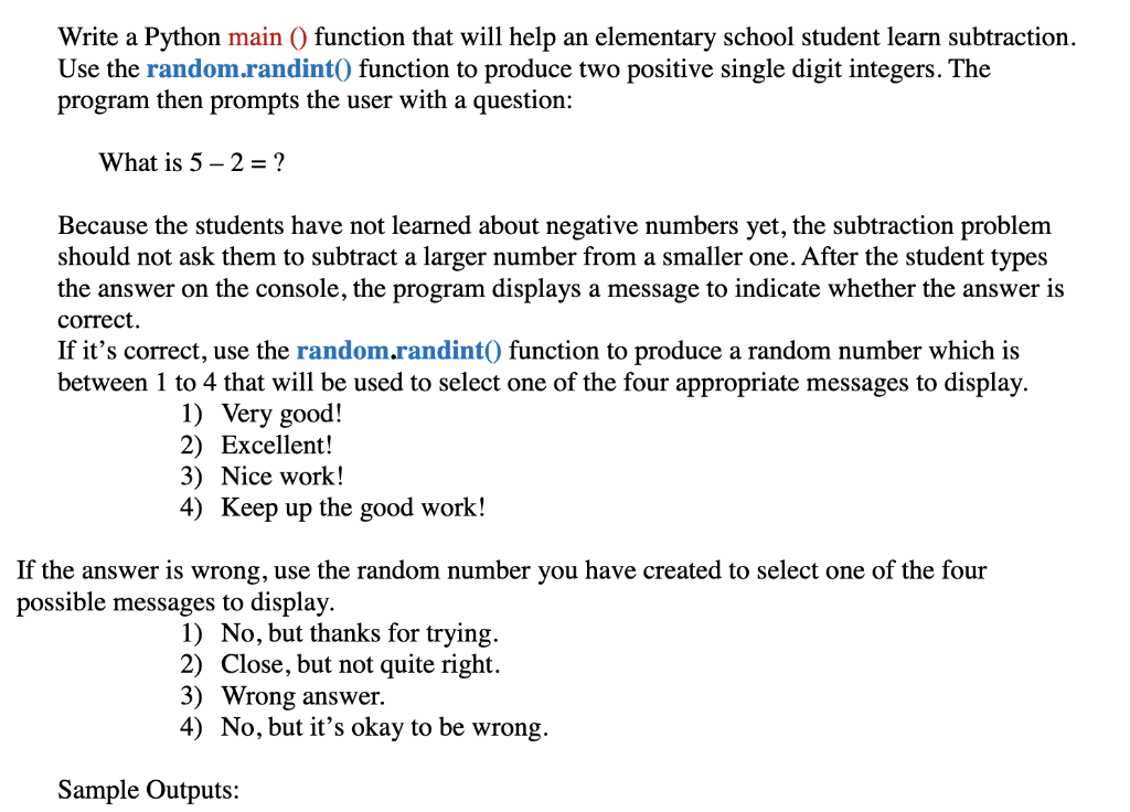 Solved Write a Python main () function that will help an | Chegg.com