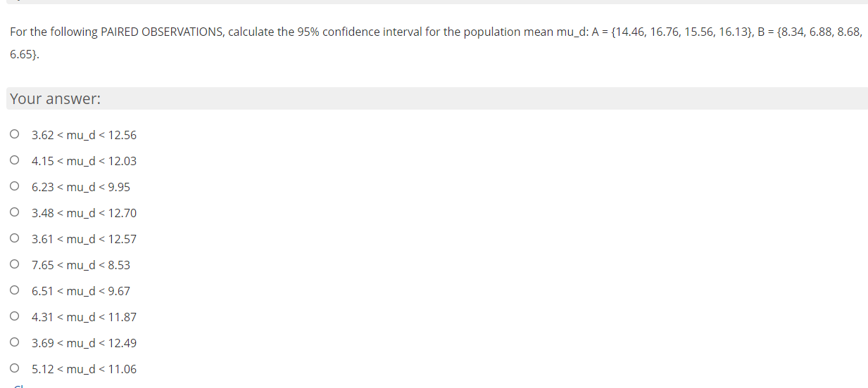 Solved For The Following PAIRED OBSERVATIONS, Calculate The | Chegg.com