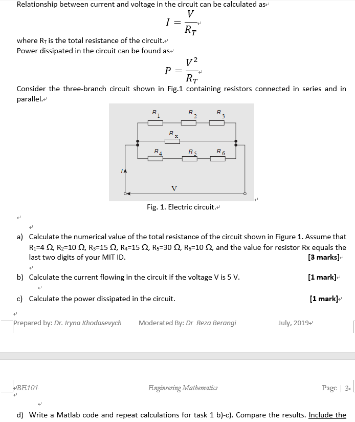 Solved Relationship between current and voltage in the | Chegg.com