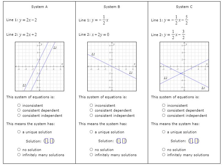 Solved System A System B System C 1 Line 1 Y 2x 2 Line 1 Chegg Com