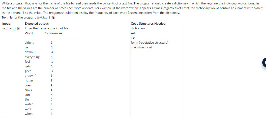 Solved Write a program that asks for the name of the file to | Chegg.com
