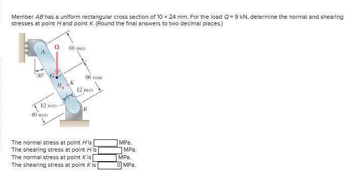 Solved Member AB has a uniform rectangular cross section of | Chegg.com