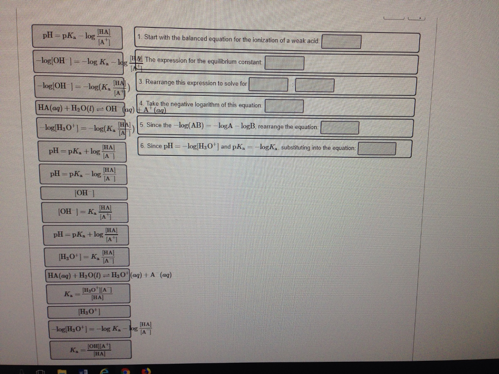 Solved Derive The Henderson Hasselbalch Equation Match Chegg Com