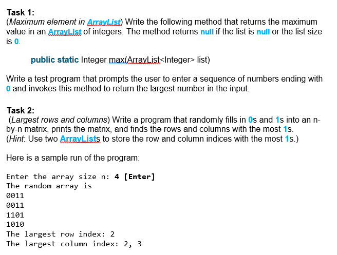 Solved Task 1 Maximum element in Analist Write the Chegg