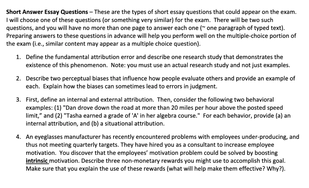 a short essay questions