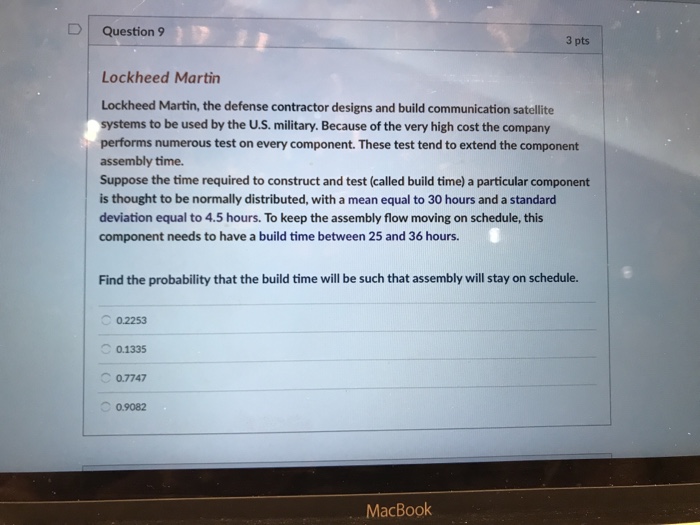 Solved D Question 9 3 pts Lockheed Martin Lockheed Martin, | Chegg.com