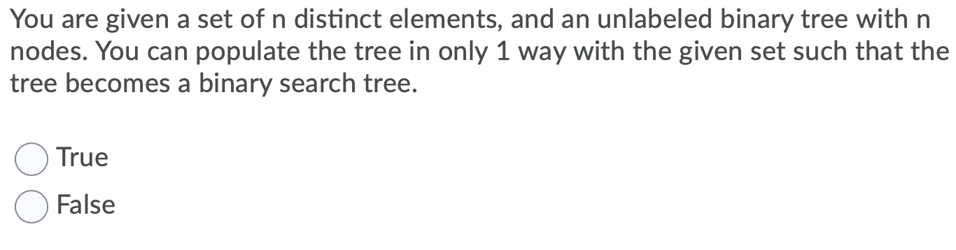 Solved You are given a set of n distinct elements, and an | Chegg.com