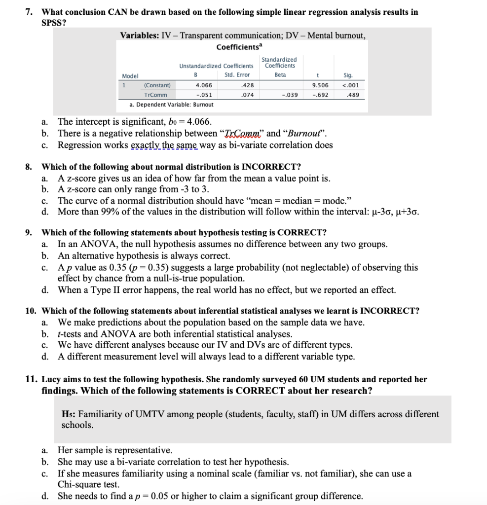 Solved 7. What conclusion CAN be drawn based on the | Chegg.com