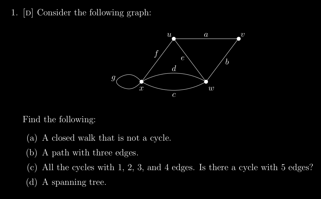 Solved 1 D Consider The Following Graph õ U A F B D G 1 Chegg Solved 1 D Consider The Following Graph õ U A F B D G 1 Chegg