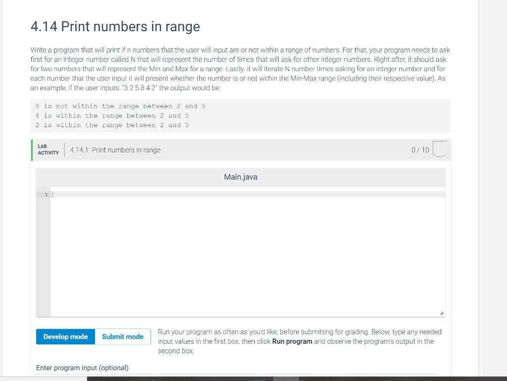 Solved 4.14 Print numbers in range Write a program that will | Chegg.com