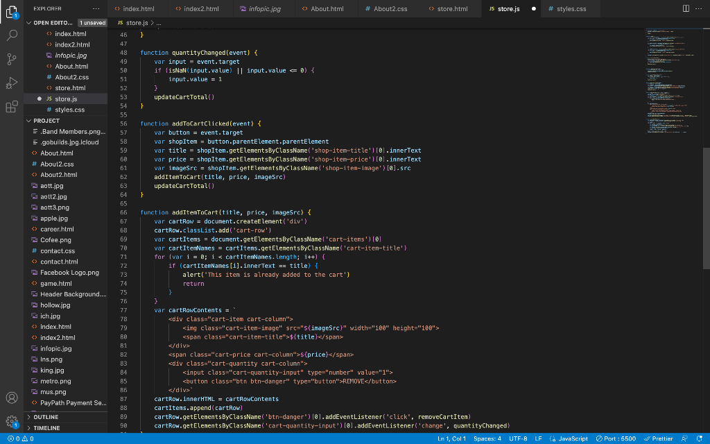 Solved how do you write a code (js) to simulate a shopping | Chegg.com