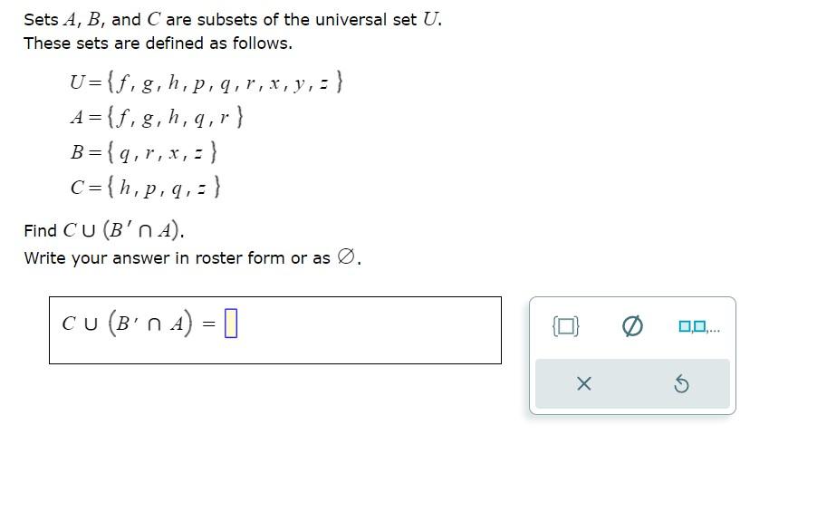 Solved Sets A,B, And C Are Subsets Of The Universal Set U. | Chegg.com