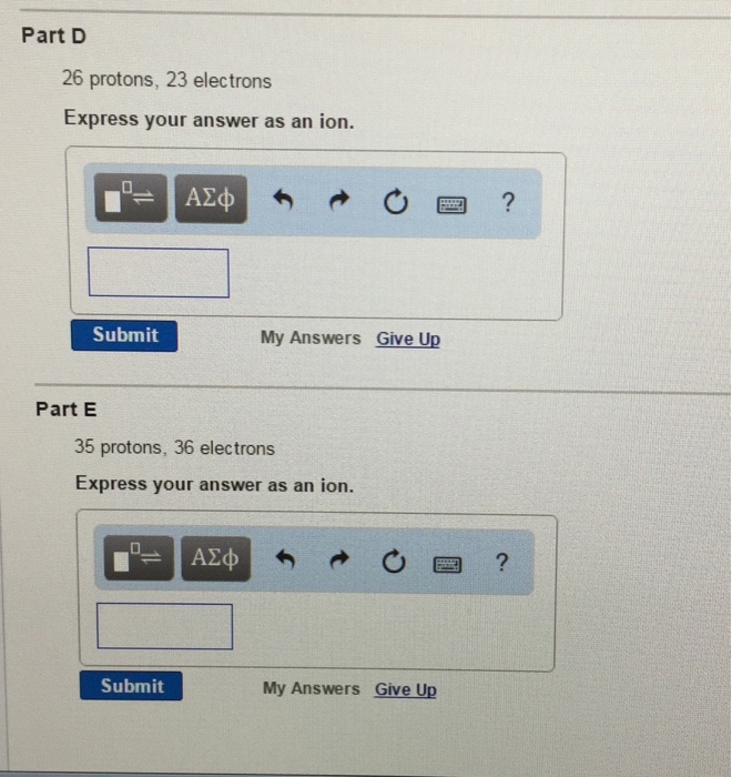 Solved 3 protons, 2 electrons Express your answer as an ion. | Chegg.com
