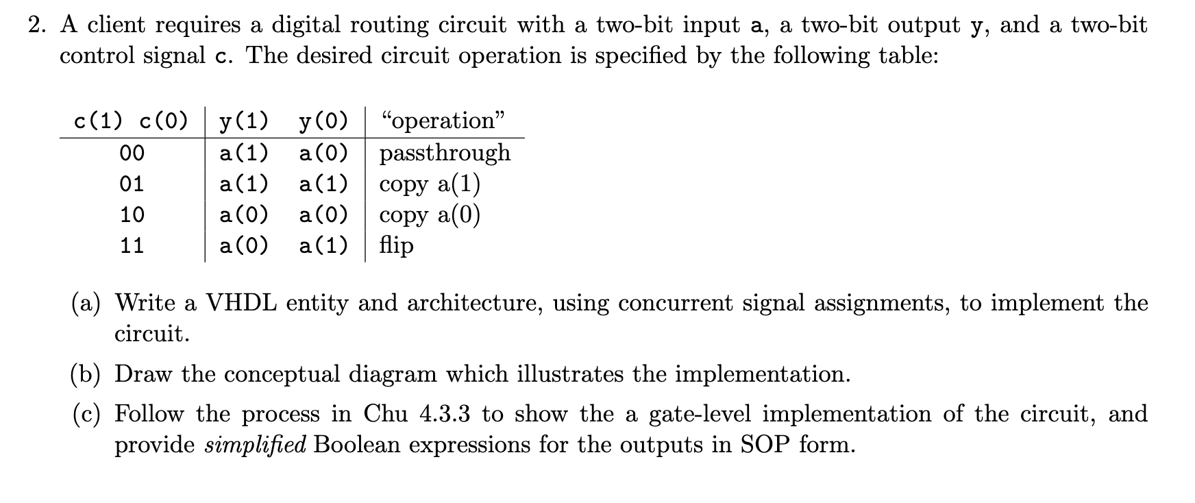 Solved A client requires a digital routing circuit with a | Chegg.com