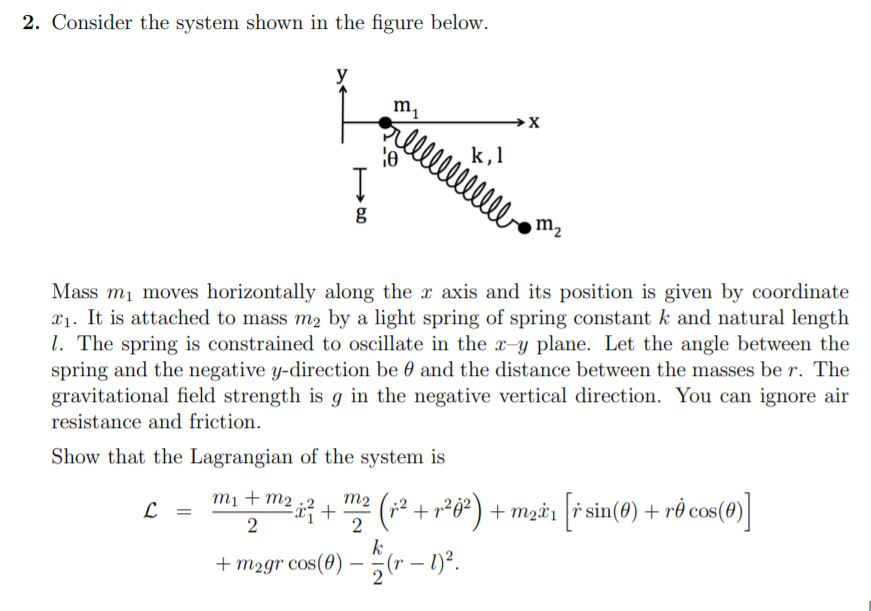 Solved 2. Consider the system shown in the figure below. y | Chegg.com