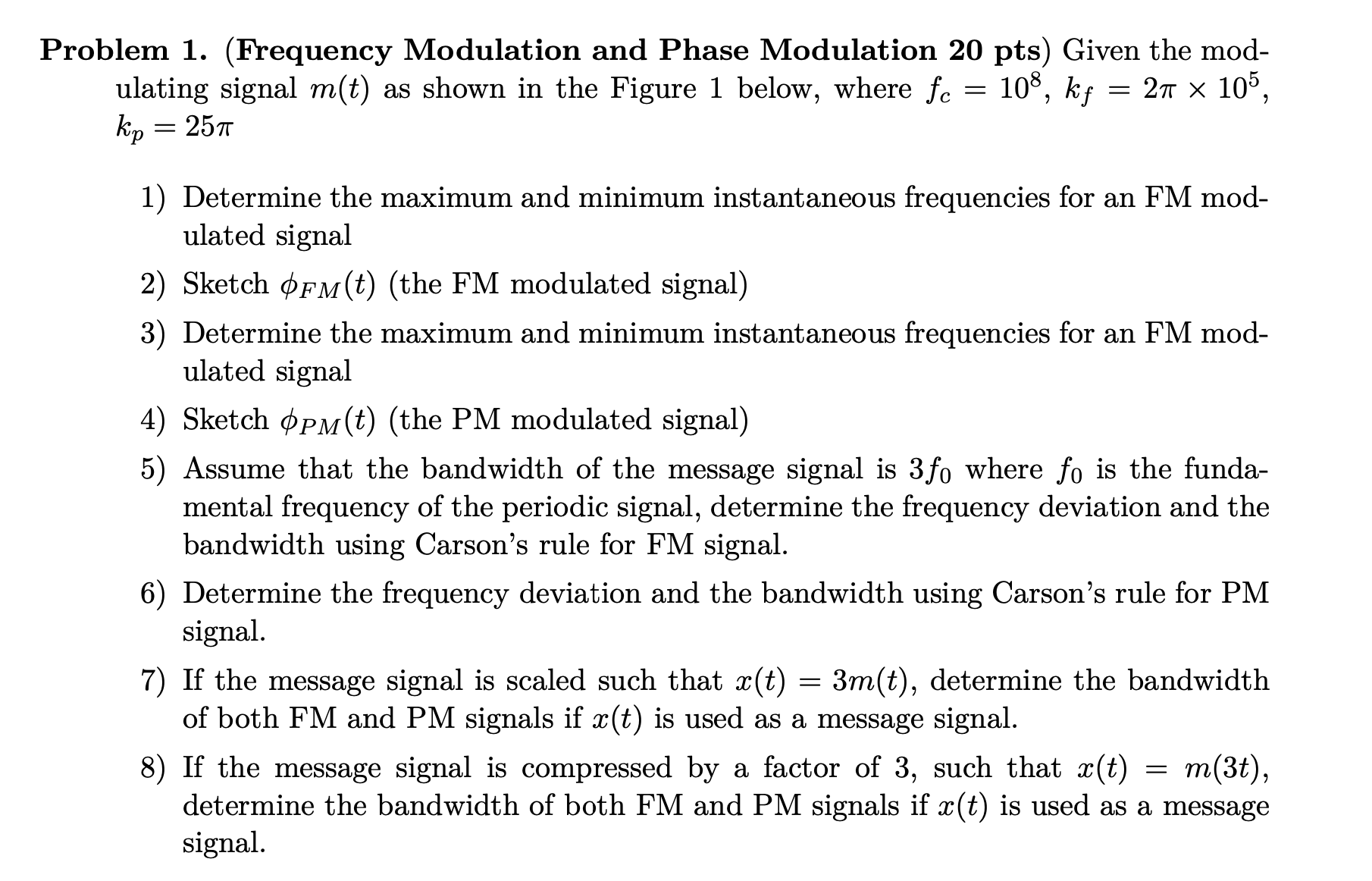 Solved Roblem 1. (Frequency Modulation And Phase Modulation | Chegg.com