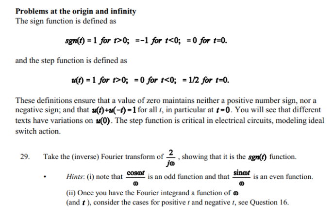 Solved Problems at the origin and infinity The sign function | Chegg.com